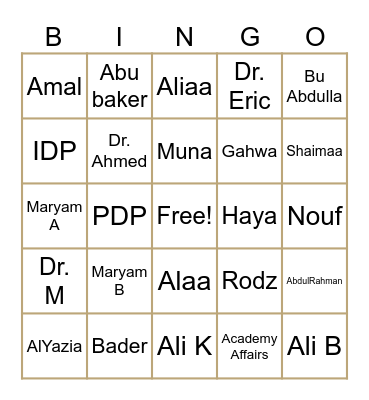 MBMA Bingo Card