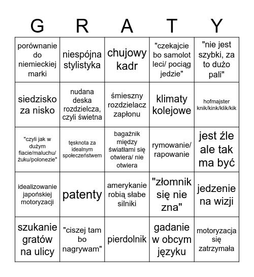 złomnik Bingo Card