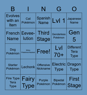 Pokémon Bingo Dio and Giada Competition!! Bingo Card