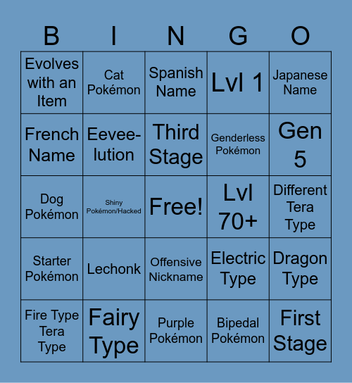 Pokémon Bingo Dio and Giada Competition!! Bingo Card