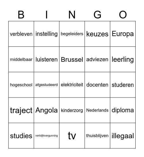 Bobo, ex-OKAN-leerling Bingo Card