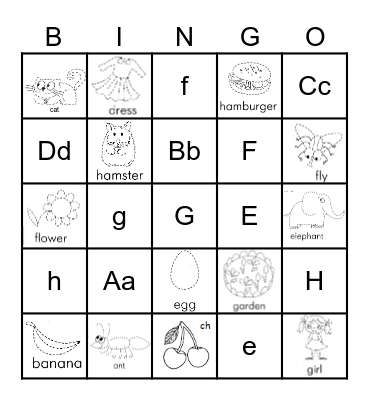 Aa to Hh Bingo Card