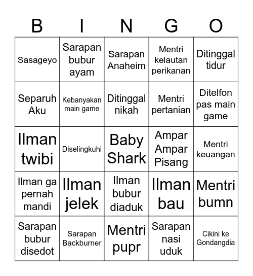 Anjimbet Bingo Card