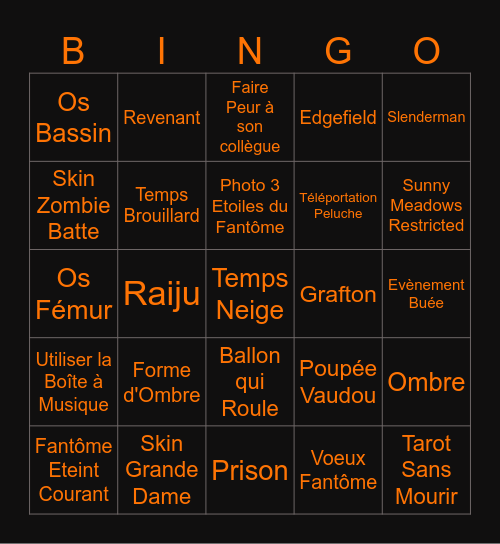 Bingo Phasmo d'Halloween 3.0 Bingo Card