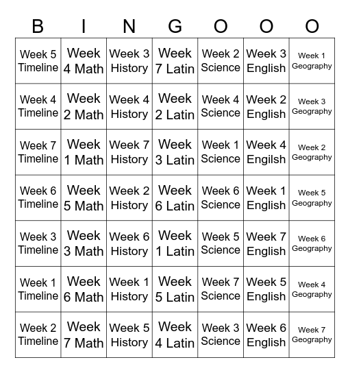 CC Review Weeks 1-7 Bingo Card