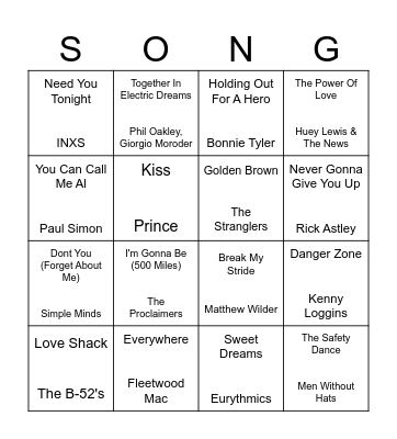 Music Bingo Card