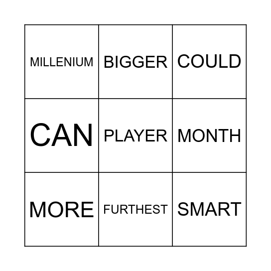 Unit 5 Bingo Card