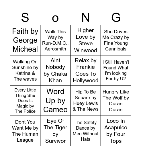 Music Bingo Card