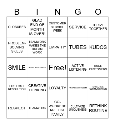 BERRY GLOBAL CUSTOMER SERVICE BINGO Card