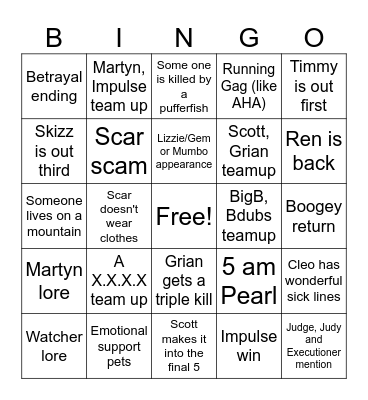 Life Series Season 5 Bingo Card