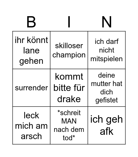 lukas bingo Card