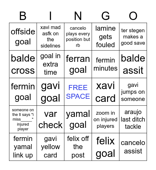 Barca Bingo Card