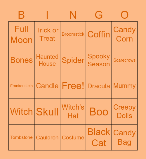 Halloween Bingo Card