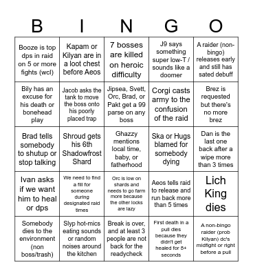 ONE LAST HERO ICC BINGO RIDE Bingo Card