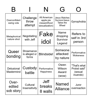 Survivor 45: MSGA Bingo Card