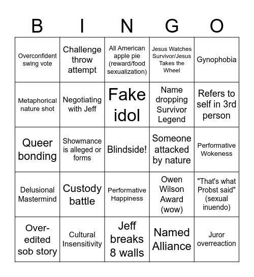 Survivor 45: MSGA Bingo Card