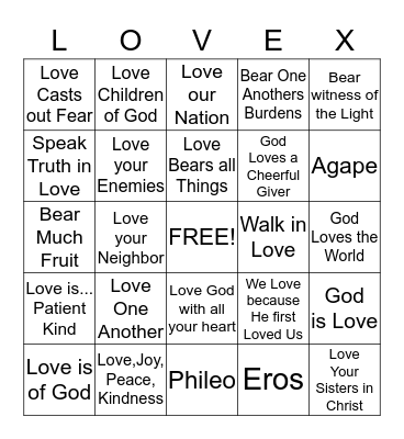 LOVE BEARS ALL THINGS Bingo Card