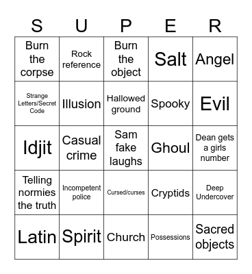 Supernatural Bingo Card