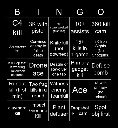 R6 Bingo Card