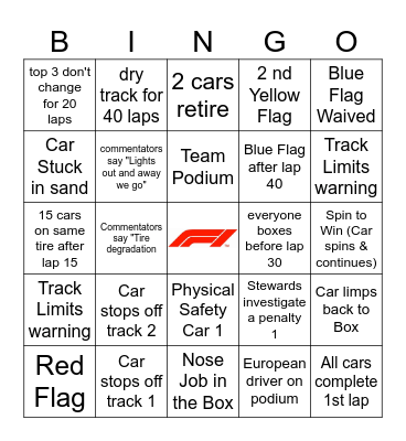 Qatar GP 2023 Bingo Card