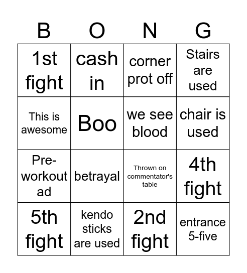 Bong Bingo Card