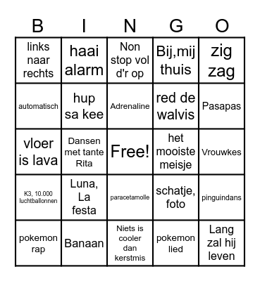 Kinderfeestje Thijs! Bingo Card