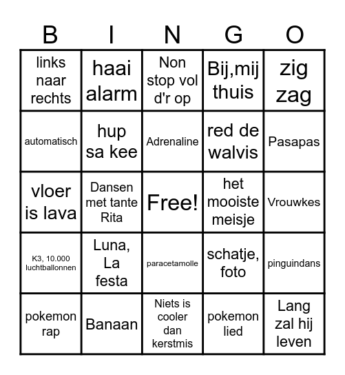Kinderfeestje Thijs! Bingo Card