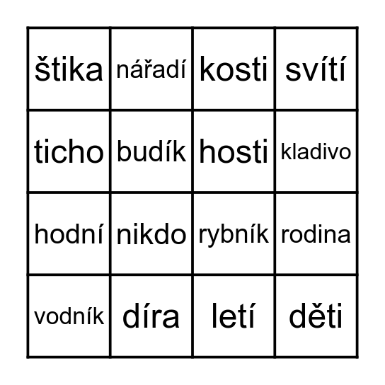 DI, TI, NI Bingo Card