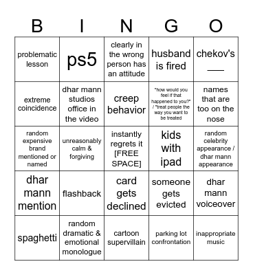 Dhar Mann Bingo Card