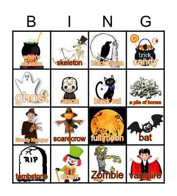 Halloween Loteria Bingo Card