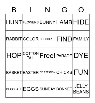 Easter Bingo Card