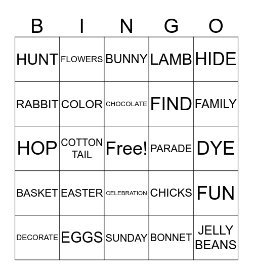 Easter Bingo Card