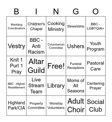 Ministry Fair 2023 Bingo Card