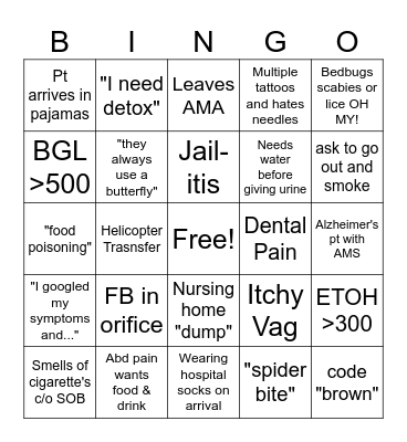 ED Bingo Card