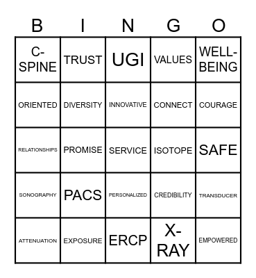 RADIOLOGY & TRANSPORTATION WEEK BINGO Card