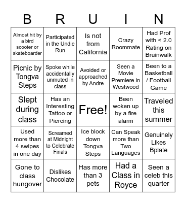 UCLA BINGO Card