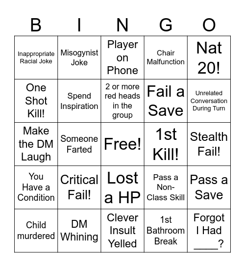 D&D Halloween BINGO! Bingo Card