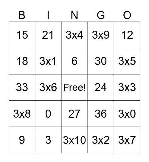 Multiply Bingo 3xs Bingo Card