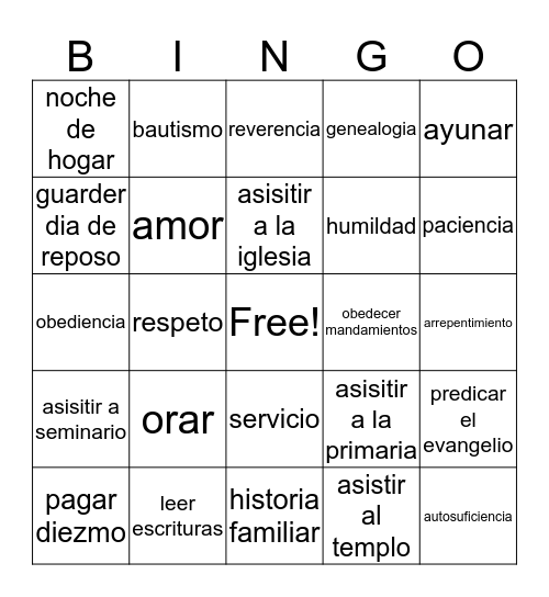 Sigue al Profeta Bingo Card