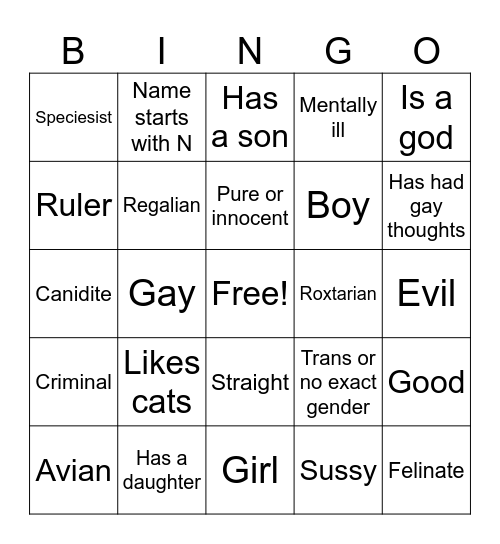 Dimensions Bingo Card