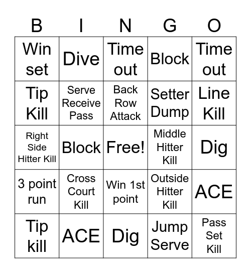 Pirate Volleyball Bingo Card