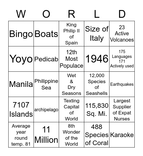 Philippine Bingo Card