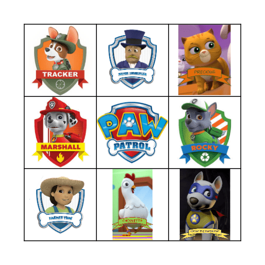 Paw Patrol Bingo Card