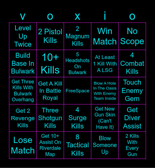 Voxiom Bingo Card