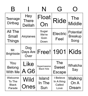 2000's Bingo Card