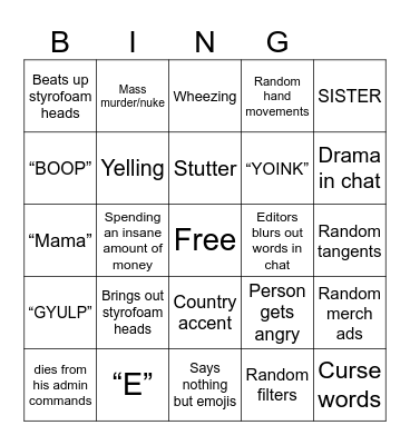 Flamingo Bingo Card