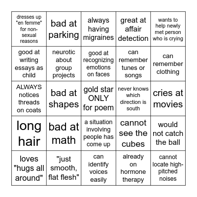 trans girl bingo Card