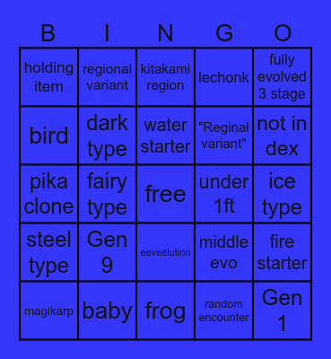 pokemon scarlet/violet bingo Card