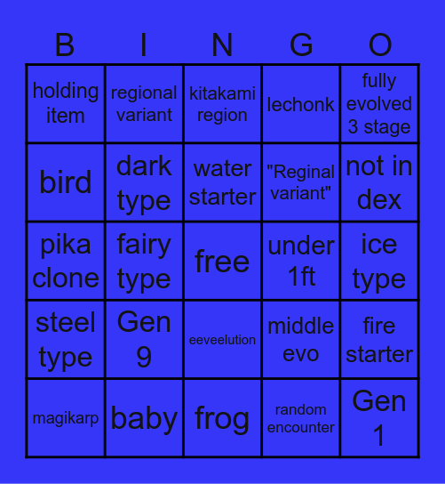 pokemon scarlet/violet bingo Card