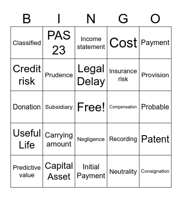 ACCOUNTING BINGO Card